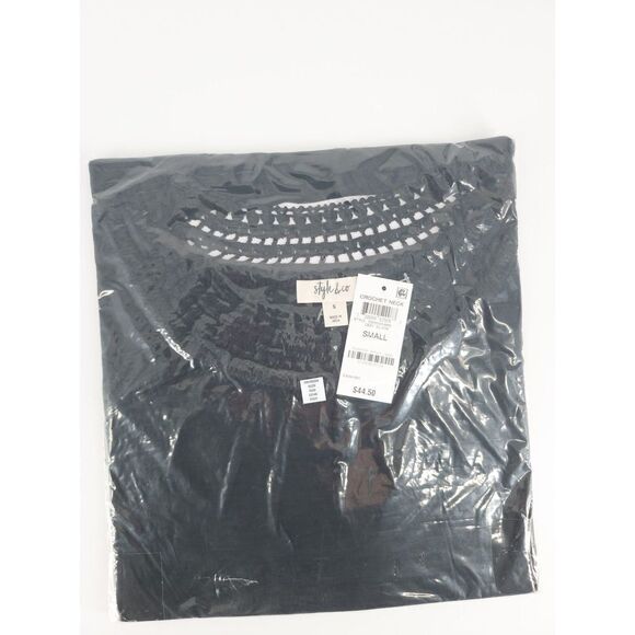 Style & Co Crochet Neck Deep Black S - Picture 1 of 2